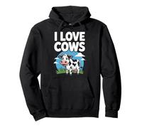 Simpatica opera d'arte con animali da fattoria I Love Cows Felpa con Cappuccio