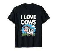 Simpatica opera d'arte con animali da fattoria I Love Cows Maglietta