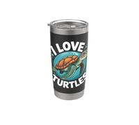 Simpatica opera d'arte con animali marini «I love turtles» Bicchiere termico in acciaio inox doppia parete