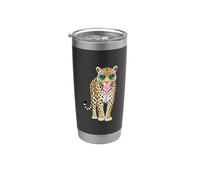 Simpatica pantera con occhiali a forma di cuore in gomma da masticare Sassy Animal Art Bicchiere termico in acciaio inox doppia parete