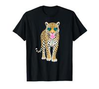 Simpatica Pantera con Occhiali a Forma di Cuore in Gomma da Masticare Sassy Animal Art Maglietta
