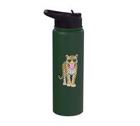 Simpatica pantera con occhiali a forma di cuore in gomma da masticare Sassy Animal Art Stainless Steel Insulated Water Bottle