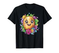 Simpatica patata circondata da fiori gioiosa Maglietta