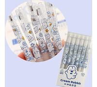 Simpatica penna kawaii coniglio cartone animato penna parziale | Penna kawaii da 6 pezzi da 0,5 mm, materiale scolastico adorabile, stagione del ritorno a scuola penne