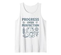 Simpatica Rana Cottagecore Motivazionale Progress Over Perfection Canotta