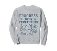 Simpatica Rana Cottagecore Motivazionale Progress Over Perfection Felpa