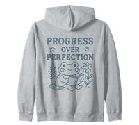 Simpatica Rana Cottagecore Motivazionale Progress Over Perfection Felpa con Cappuccio