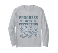 Simpatica Rana Cottagecore Motivazionale Progress Over Perfection Maglia a Manica