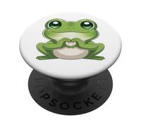 Simpatica rana regalo per bambini con le mani a forma di cuore PopSockets PopGrip Adesivo