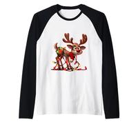 Simpatica Renna Rudolph dal Naso Rosso per Natale per Bambini Maglia con Maniche Raglan