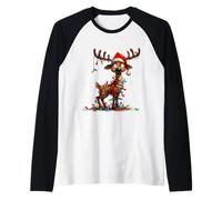 Simpatica Renna Rudolph dal Naso Rosso per Natale per Bambini Maglia con Maniche Raglan