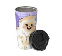 Simpatica scimmia dorata porta una tazza da caffè isolata. Elegante thermos da 500 ml che mantiene le bevande calde per ore, perfetto per caffè, tè e altro ancora.