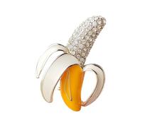 Simpatica spilla a forma di banana creativa con diamanti incastonati a forma di frutta spilla da donna accessori, Misura unica, Acciaio inossidabile