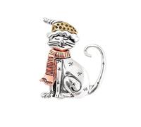 Simpatica spilla natalizia a forma di gatto, per donne e uomini, argento e oro, con strass smaltati, spilla da bavero a forma di gattino, regalo vintage per gli amanti degli animali domestici, One