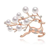 Simpatica spilla natalizia a forma di renna con strass, spilla a forma di animale per feste e regali, One Size, Metallo