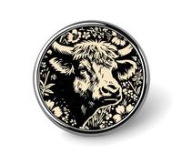 Simpatica spilla rotonda a forma di mucca Linocut per uomo donna moda distintivo collare pin vestito giacca zaino accessori