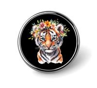 Simpatica spilla rotonda ad acquerello a forma di tigre, spilla da bavero, cravatta, abiti, accessori per matrimoni, compleanni, per uomini e donne