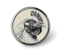 Simpatica spilla rotonda con illustrazione a forma di gallina, per uomo e donna, alla moda, per colletto, giacca, zaino, accessori