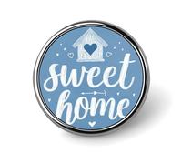 Simpatica spilla rotonda con parole disegnate a mano dolce casa su blu per uomo donna moda distintivo collare pin vestito giacca zaino accessori