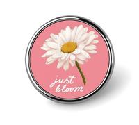 Simpatica spilla rotonda oversize con margherita bianca Just Bloom per uomo donna moda distintivo collare pin vestito giacca zaino accessori