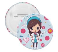 Simpatica spilla rotonda personalizzata da infermiera, grande bottone artigianale, adatta per insegnanti, infermieri, medici, personale, accessori regalo per feste, 12 Pieces, Plastica, plastica