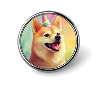 Simpatica spilla rotonda Shiba Inu per uomo donna moda distintivo collare pin vestito giacca zaino accessori