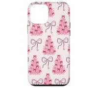 Simpatica stampa con albero di Natale rosa e rosso Custodia per iPhone 12 mini