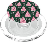 Simpatica stampa con albero di Natale rosa e verde PopSockets PopGrip per MagSafe