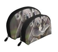 Simpatica stampa dell'orso Koala, Borsa per trucco a conchiglia Portamonete da donna Borsa da toilette piccola Borsa per cosmetici 2 pezzi
