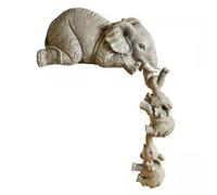 Simpatica Statua di Elefante in Resina Ornamenti creativi per la casa, Decorazioni per Il Giardino, Madre e Due Bambini appesi al Bordo di Uno scaffale (Colore : Gray