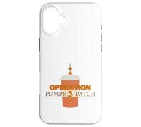 Simpatica tazza arancione con toppa a forma di zucca con paglia di zucca Custodia per iPhone 16 Plus