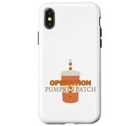 Simpatica tazza arancione con toppa a forma di zucca con paglia di zucca Custodia per iPhone X/XS