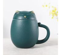 Simpatica tazza da tè a forma di gatto con infusore e coperchio, tazza da tè in ceramica con filtro per macerare tè sfuso, tazze da tè in porcellana con manico, adatta per casa e ufficio, ideale per