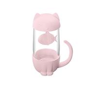 Simpatica Tazza di Vetro con Infusore per Pesce, Tazza per Infusore per Tè Unica e Affascinante per gli Amanti dei Gatti, Tazza per Infusore per Tè Creativa Facile da Usare, Tazza per il(RosaGatto)