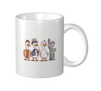 Simpatica tazza in ceramica con quattro oche nel 4 luglio, elegante tazza da caffè tee, tazza per acqua per casa e ufficio, 325 ml