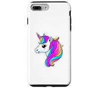 Simpatica testa di unicorno arcobaleno con criniera color pastello scintillante Custodia per iPhone 7 Plus/8 Plus