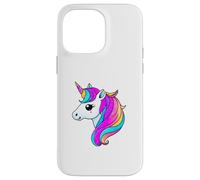 Simpatica testa di unicorno arcobaleno con criniera color pastello scintillante Custodia per iPhone 14 Pro Max