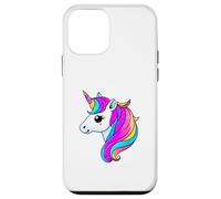 Simpatica testa di unicorno arcobaleno con criniera color pastello scintillante Custodia per iPhone 12 mini