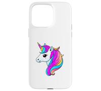 Simpatica testa di unicorno arcobaleno con criniera color pastello scintillante Custodia per iPhone 15 Pro Max