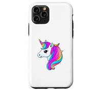 Simpatica testa di unicorno arcobaleno con criniera color pastello scintillante Custodia per iPhone 11 Pro