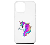 Simpatica testa di unicorno arcobaleno con criniera color pastello scintillante Custodia per iPhone 12 Pro Max