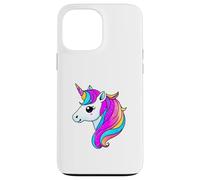 Simpatica testa di unicorno arcobaleno con criniera color pastello scintillante Custodia per iPhone 13 Pro Max