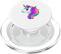 Simpatica testa di unicorno arcobaleno con criniera color pastello scintillante PopSockets PopGrip per MagSafe