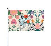 Simpatica tigre bianca Stampe bandiere decorative per esterni 0,9 x 1,5 m leggere e belle adatte per cortili all'aperto e celebrazioni di festival.