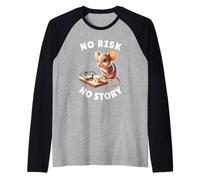 Simpatica trappola per topi e topi con scritta "No Risk No Story", regalo motivazionale Maglia con Maniche Raglan