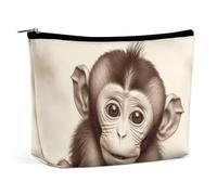 Simpatica trousse a forma di scimmietta con cerniera, borsa da toilette gra