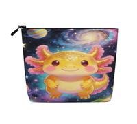 Simpatica trousse da viaggio con motivo axolotl e tema spazio cosmico per donna, con cerniera e chiusura a zip.