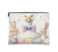 Simpatica trousse pasquale, borsa da viaggio per cosmetici con oche e coniglio, da donna, organizer portatile in tela con cerniera, borsa da toilette primaverile per le vacanze, 17,8 x 22,9 cm