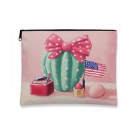Simpatica trousse per cosmetici, borsa da viaggio decorativa americana con cactus per donne, piccola borsa portatile in tela con cerniera, organizer regalo da viaggio estivo, Rosa, 7x9 Inch, Cactus