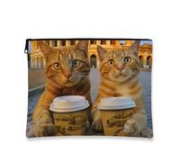 Simpatica trousse per il trucco a forma di gatto, divertente astuccio da viaggio per donne, organizer portatile con cerniera, regalo per gli amanti degli animali, Zenzero, 7x9 Inch, Gatti